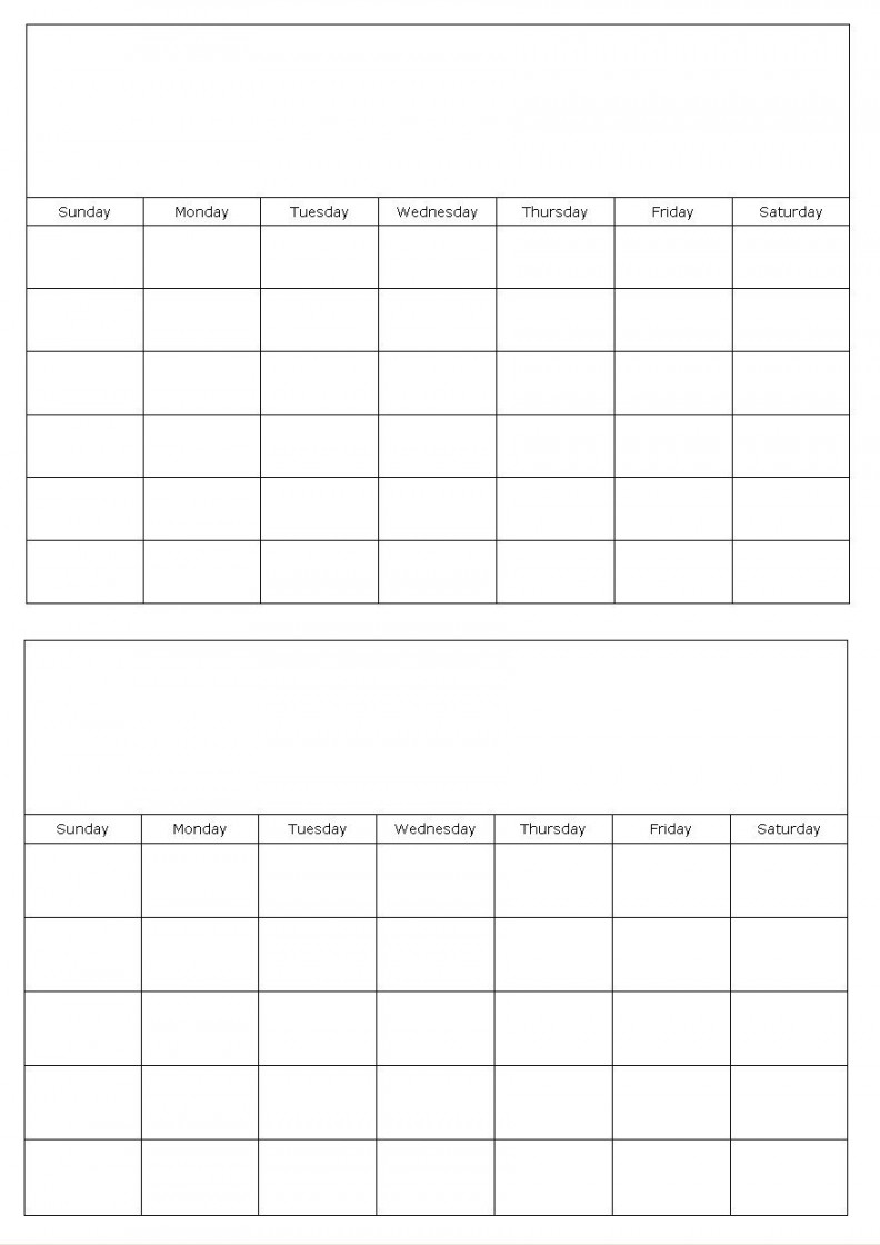 Two months blank calendar template  Blank monthly calendar