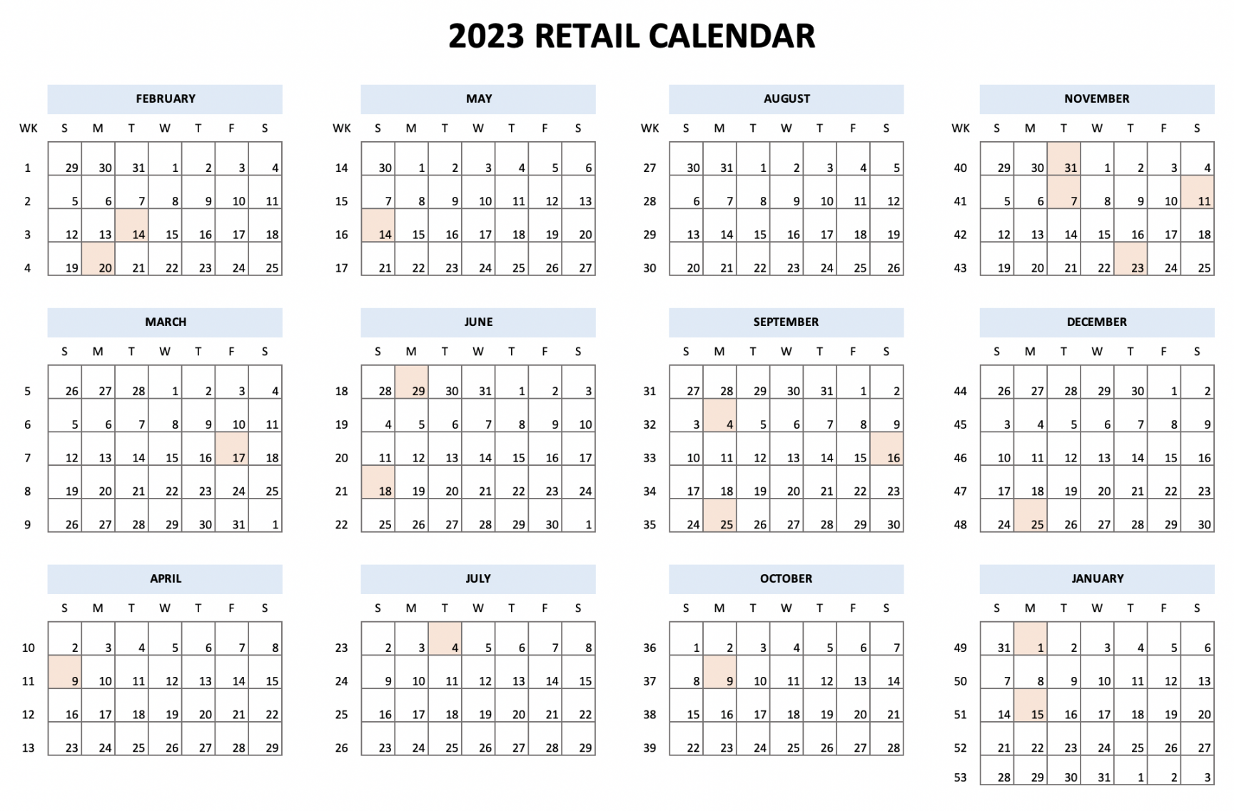 -- US Retail Calendar () [Free Excel Download]  Retail Dogma