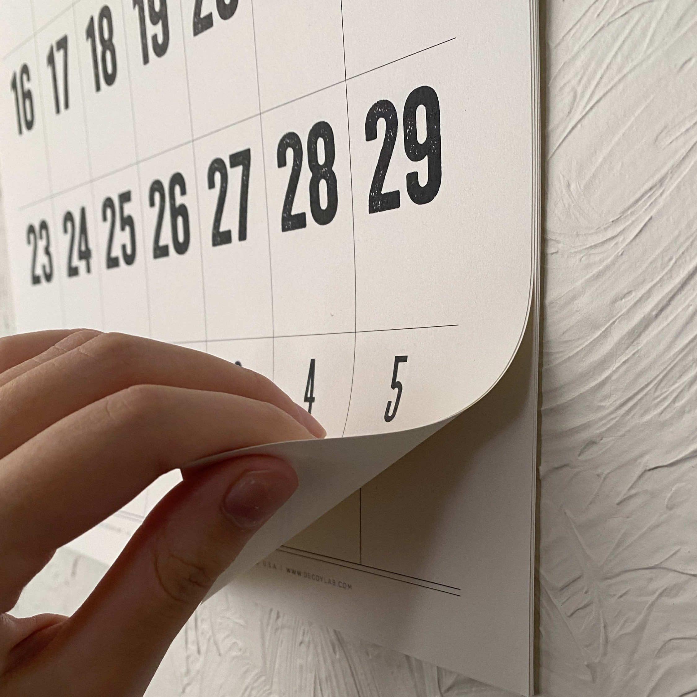Wall Calendar with Big Numbers