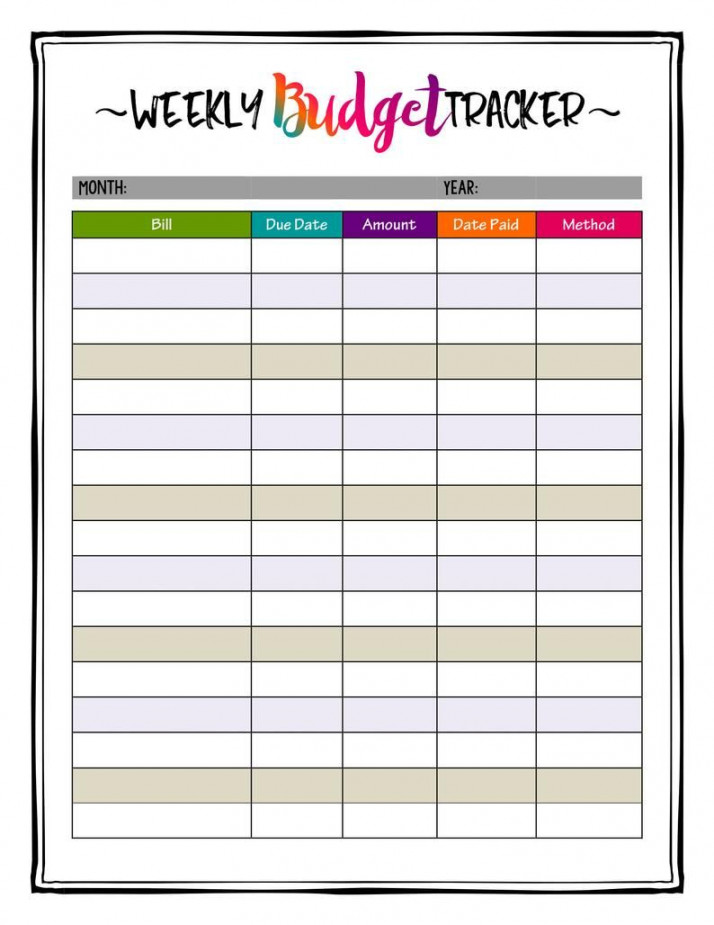 Weekly Budget Planner PRINTABLE Bill Payment Planner Insert - Etsy