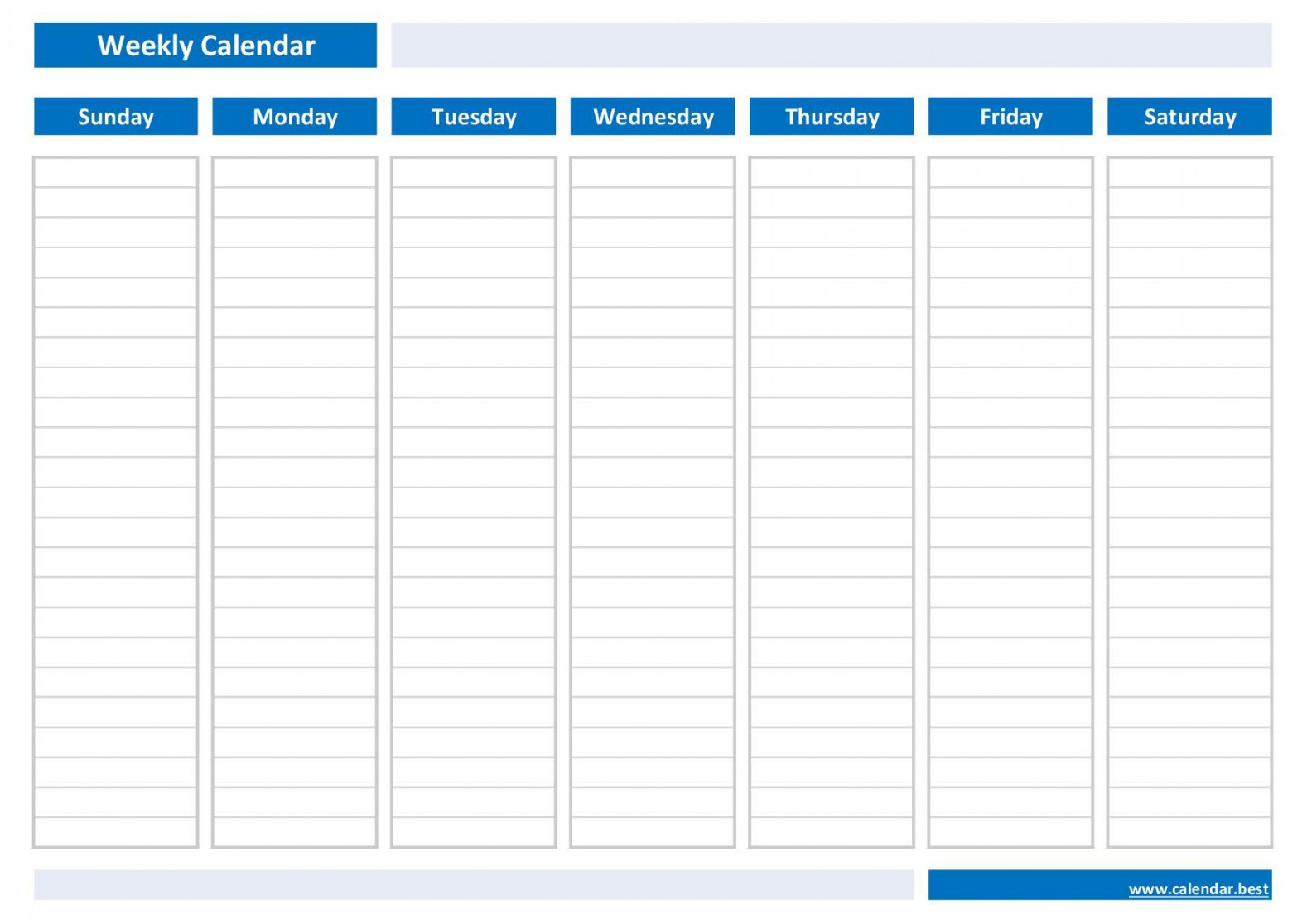 Weekly calendar, weekly schedule -Calendar
