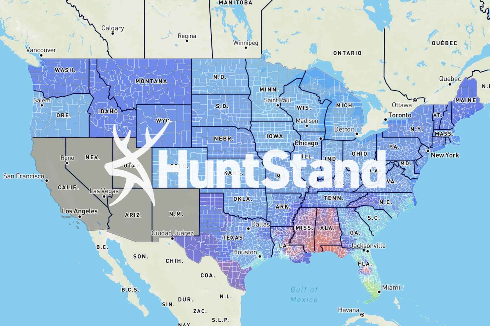 Whitetail Rut Map : A HuntStand Exclusive