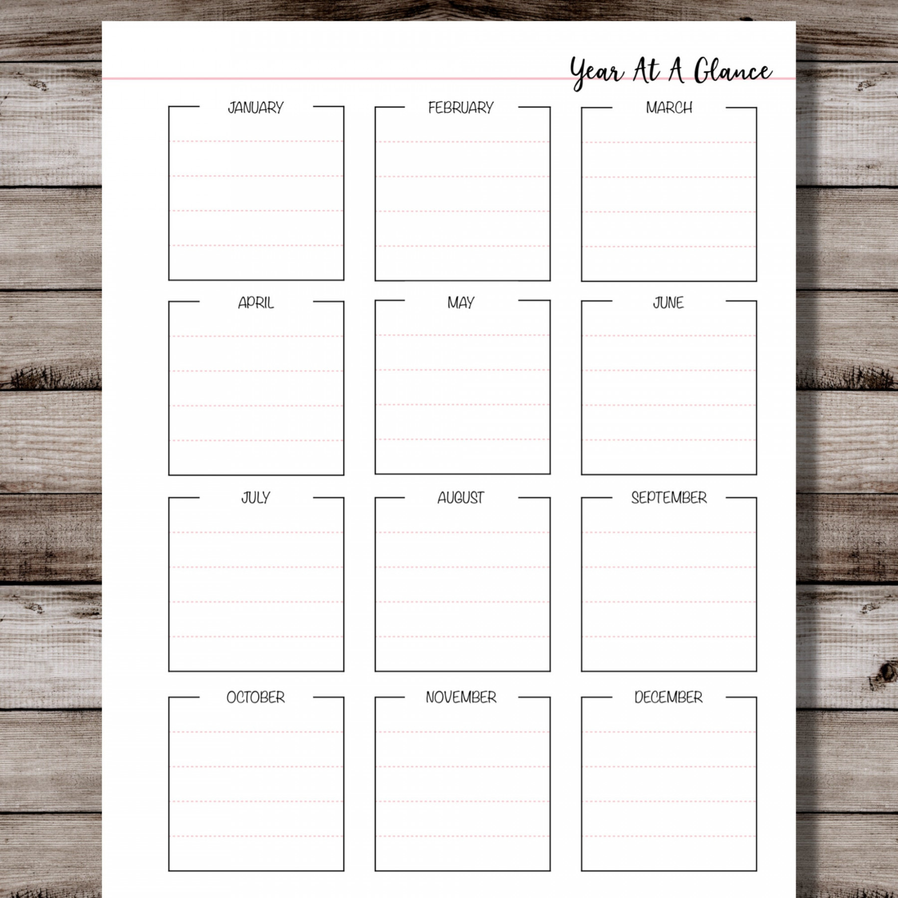Year At A Glance Planner Printable