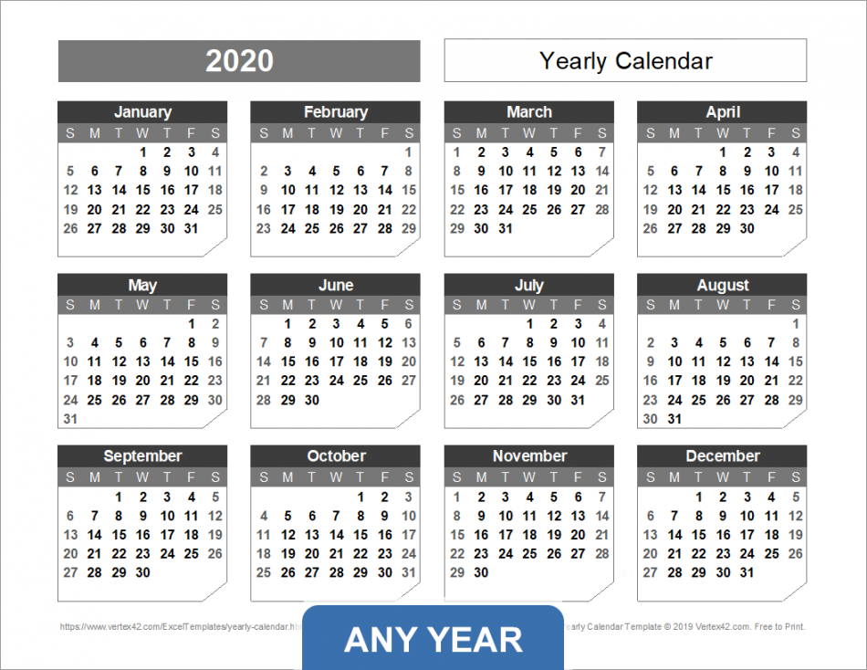 Yearly Calendar Template for  and Beyond