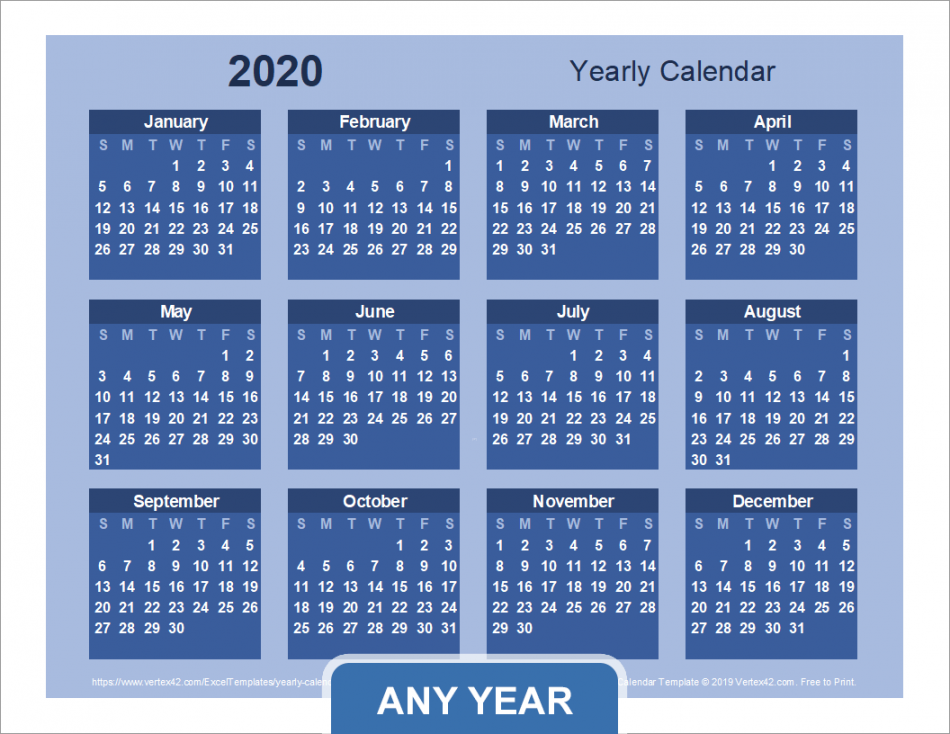 Yearly Calendar Template for  and Beyond