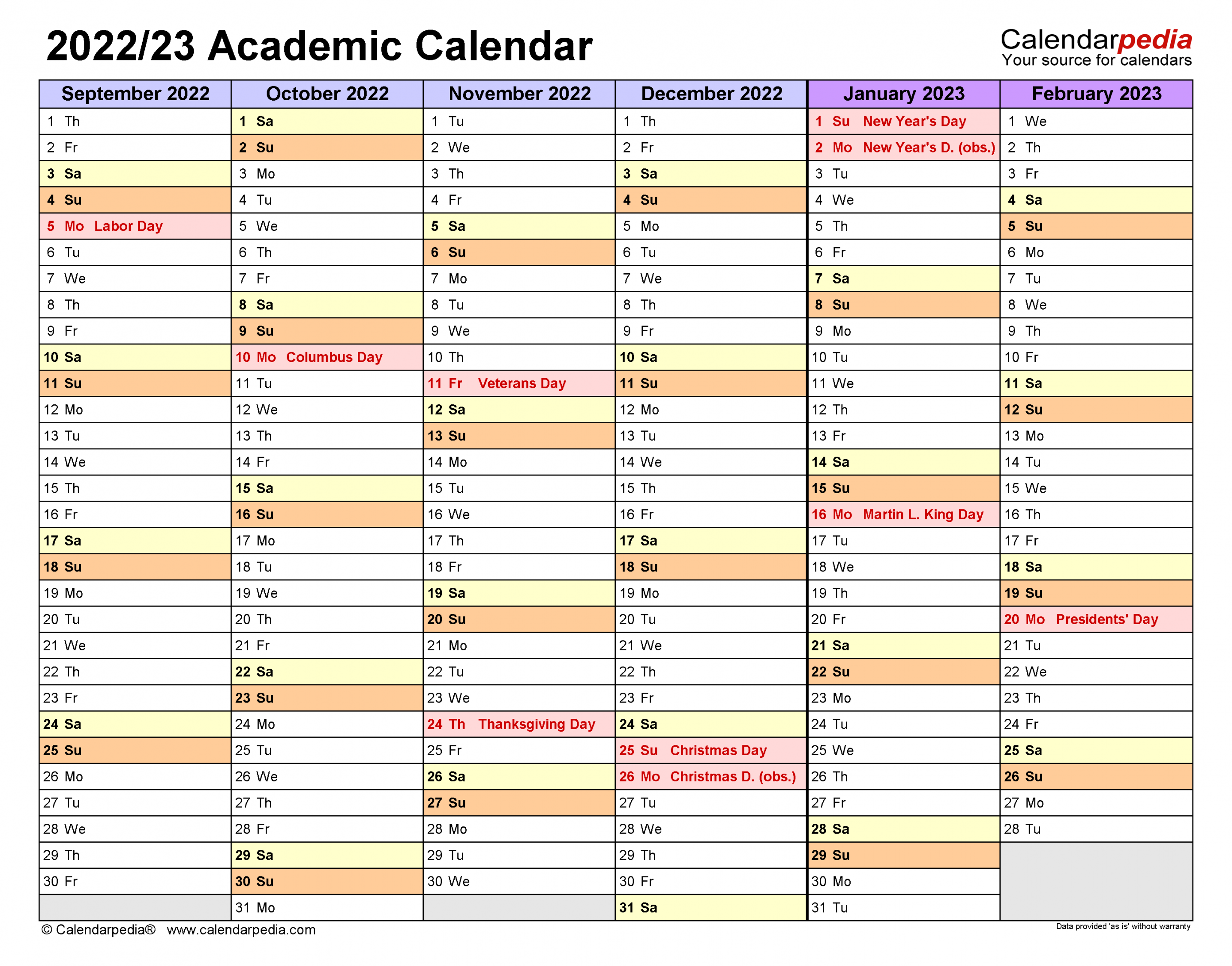Academic Calendars / - Free Printable Word templates