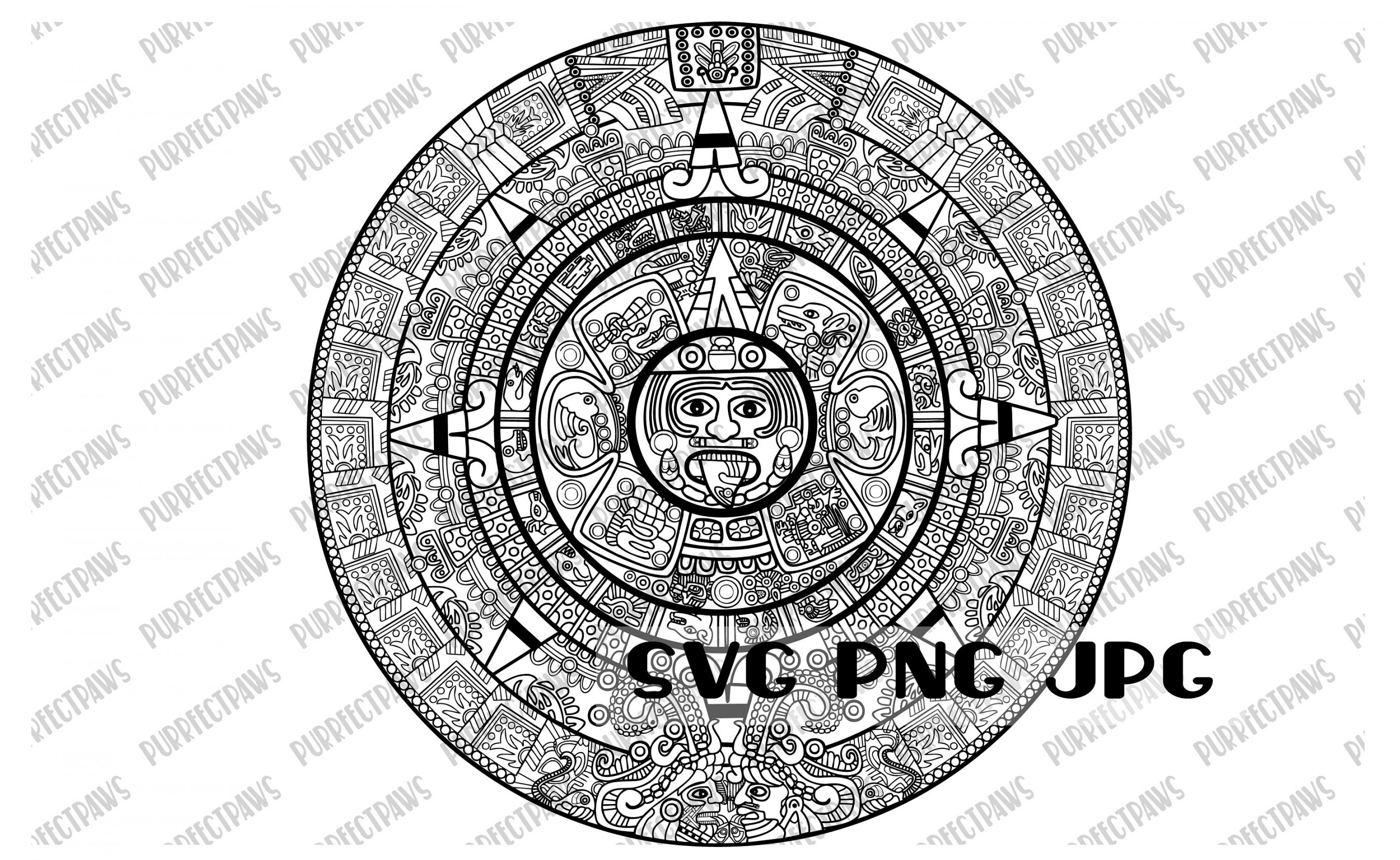 Aztec Calendar SVG PNG JPG Clip Art Printable Instant - Etsy New