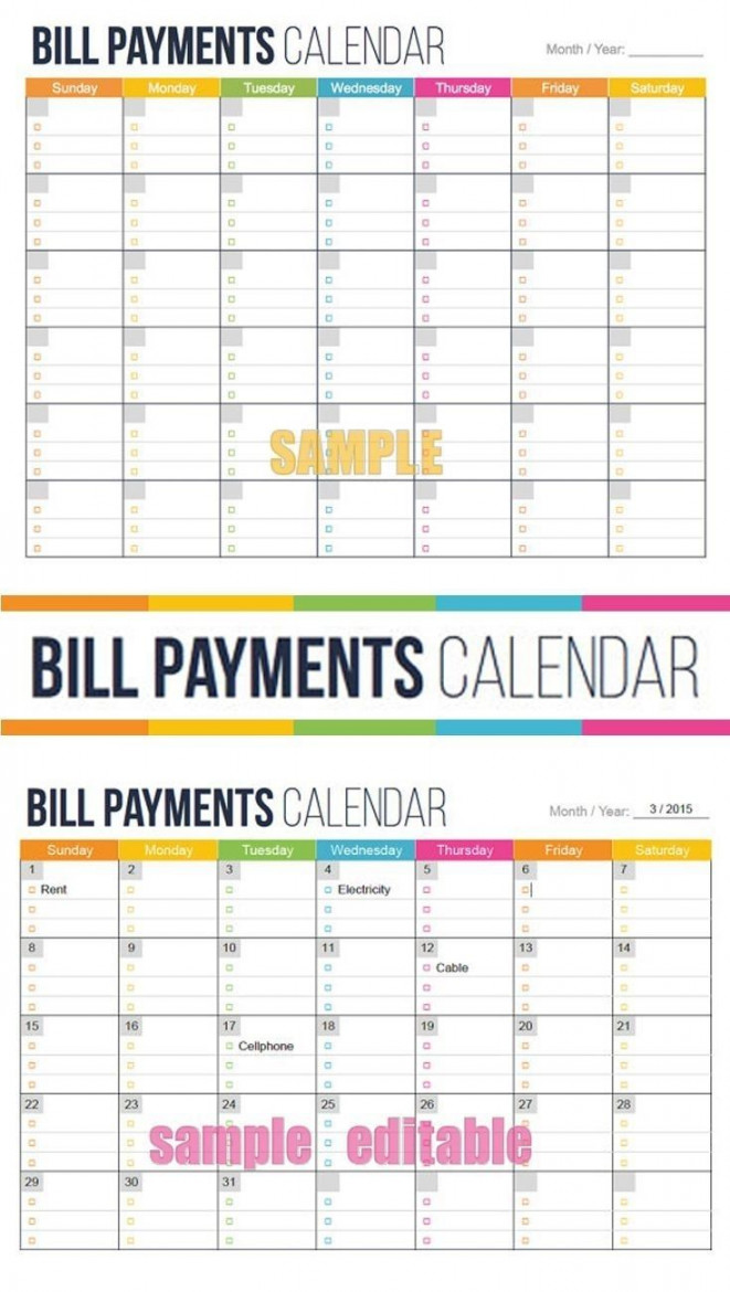 Bill Due Date Calendar Printable  Monthly calendar, Calendar