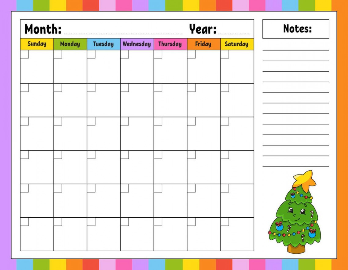 Blank calendar template for one month without dates