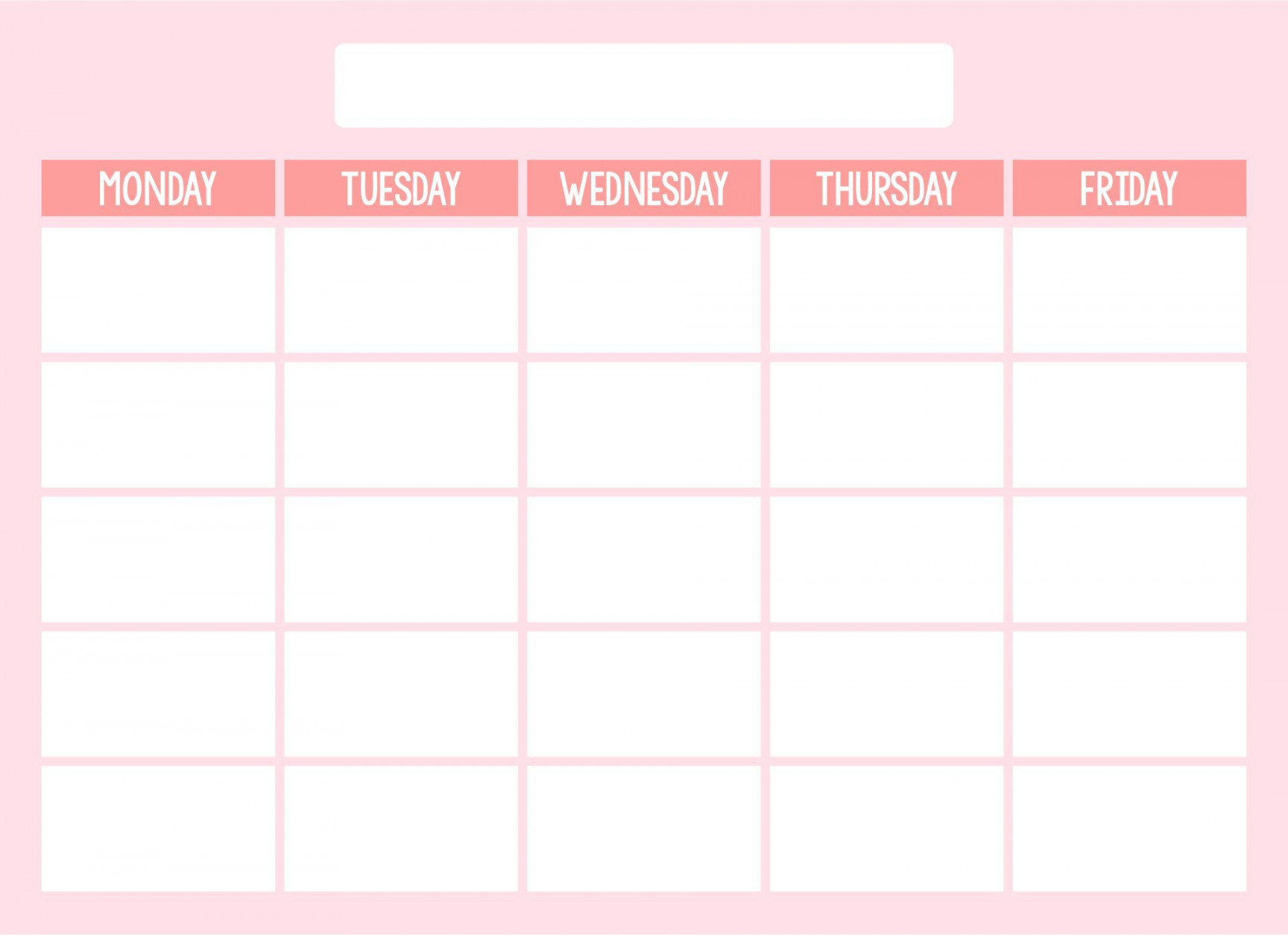 Blank Weekly Calendar Template Monday Friday  Weekly calendar