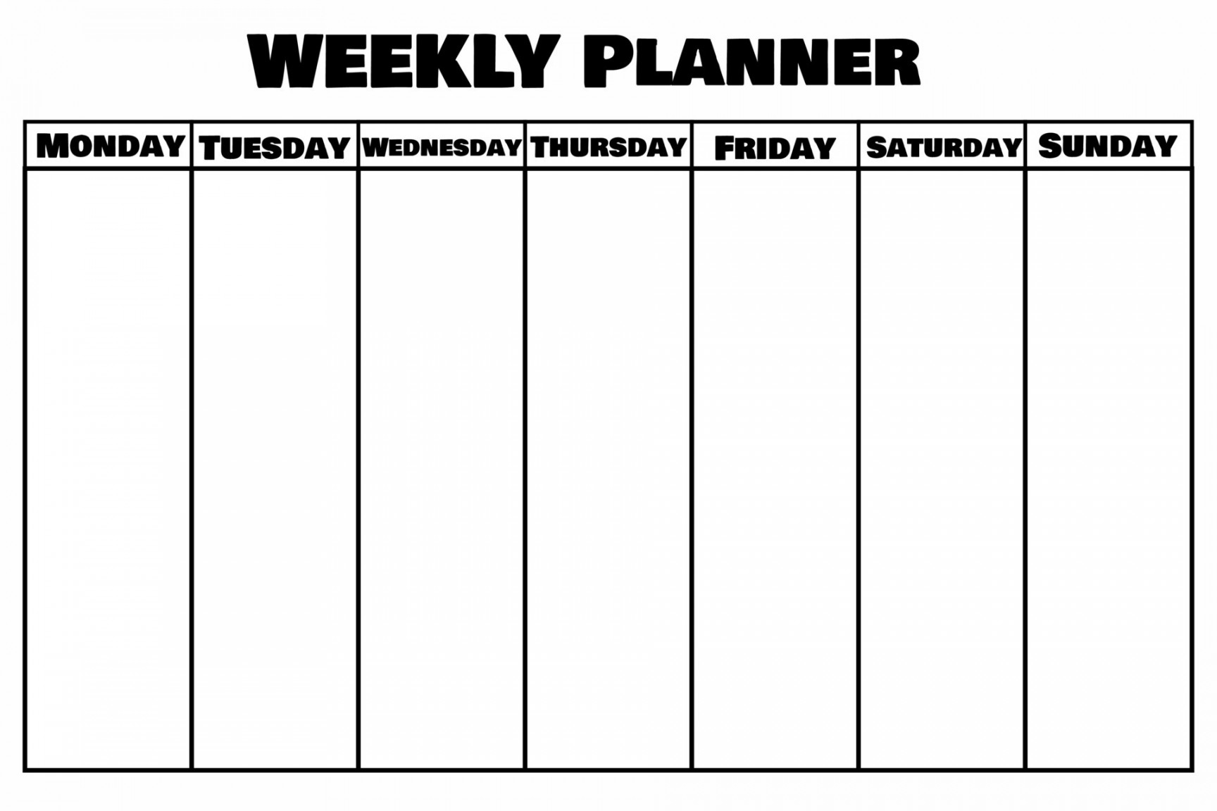 Blank weekly planner.Calendar template