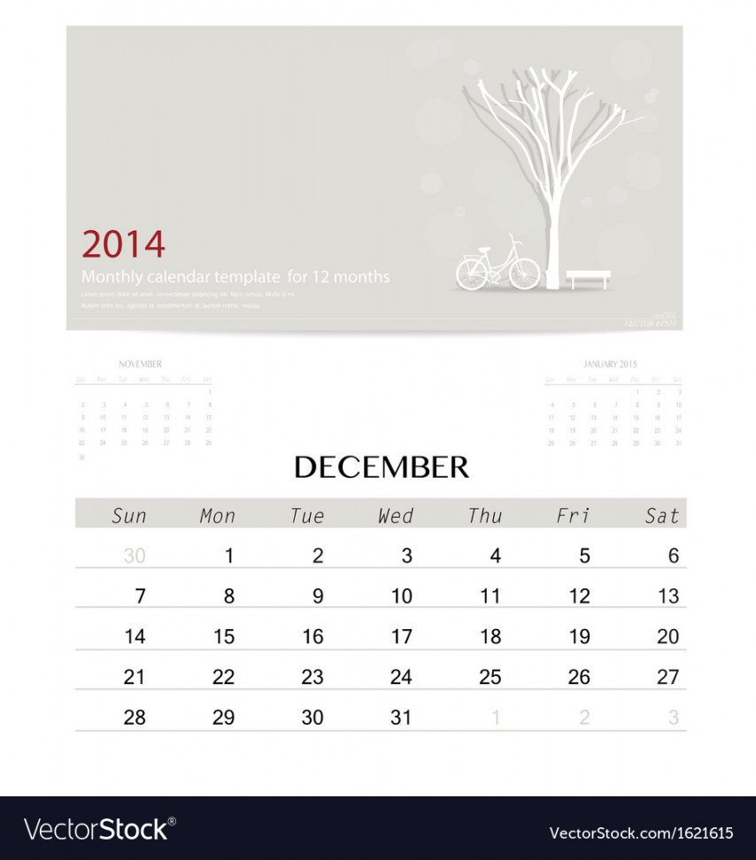 calendar monthly template Royalty Free Vector Image