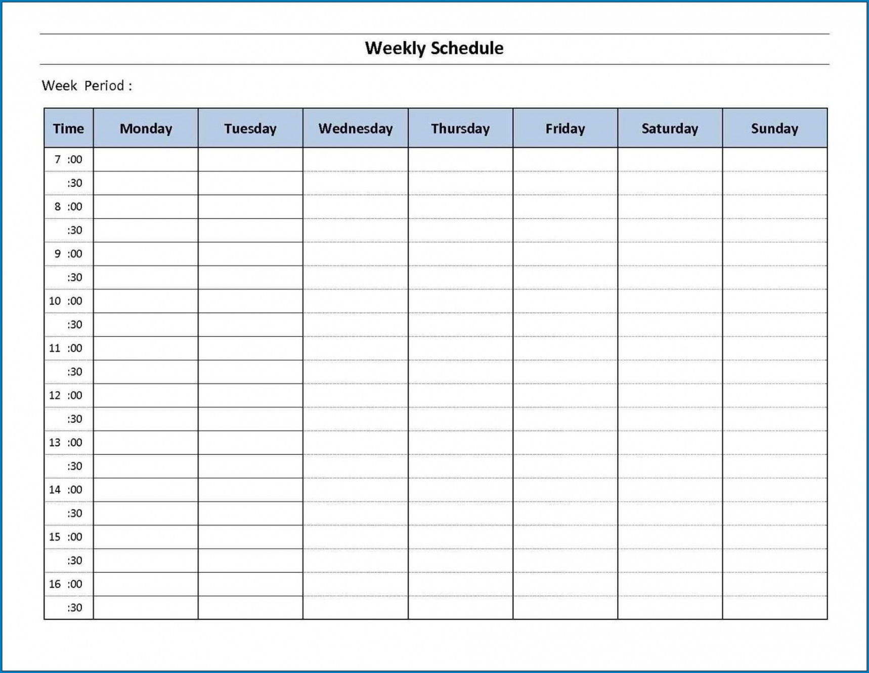 Day Week Calendar Template  Schedule template, Weekly planner