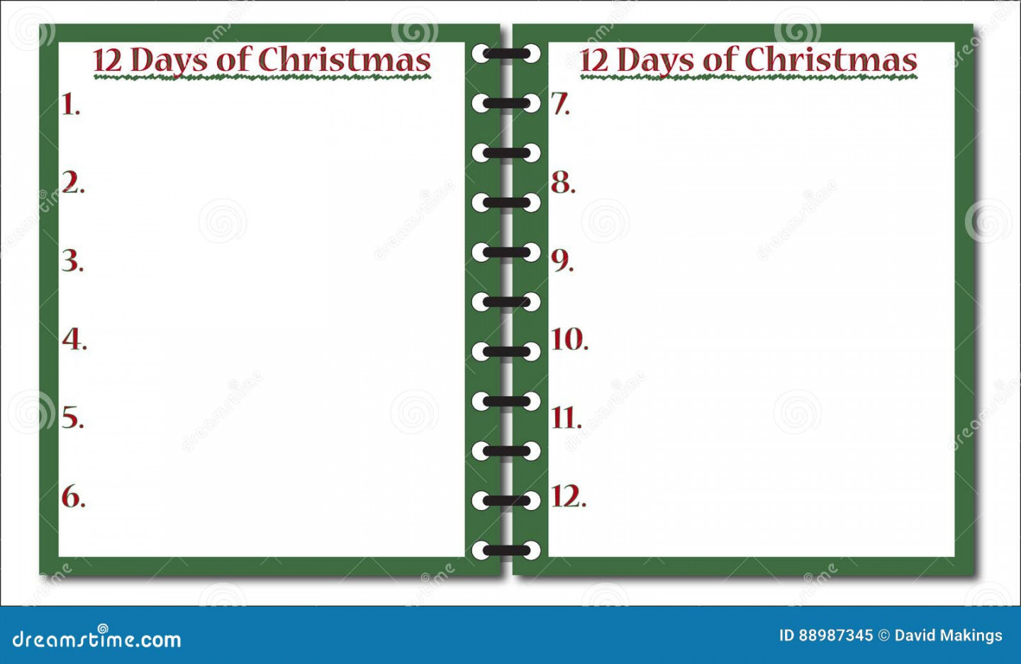 Days of Christmas Notepad Stock Illustration - Illustration of