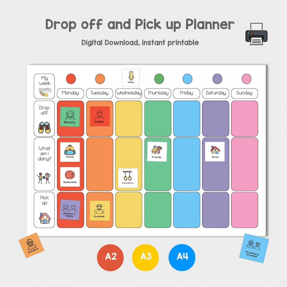 Drop off Pick up Weekly Planner, Childrens Activity Planner, Digital  Download, Visual Timetable, Now and Next, Routine Board for Kids - Etsy