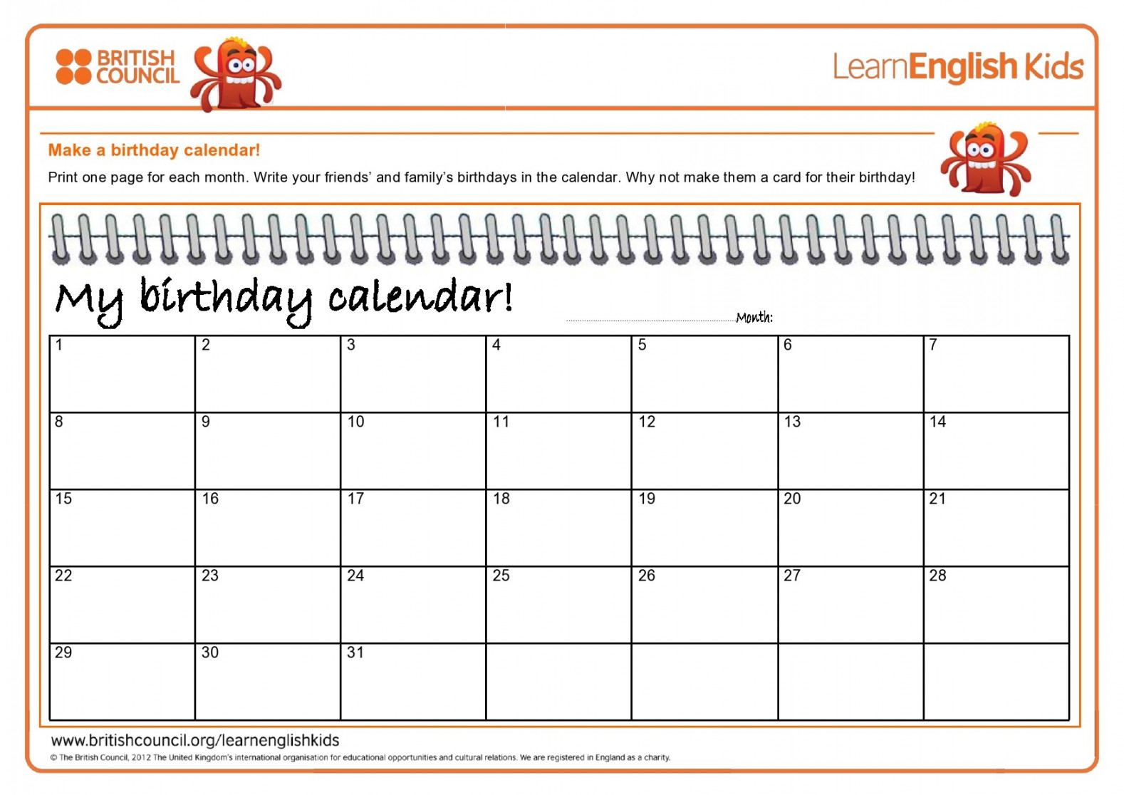Editable Birthday Calendar Templates (% Free)
