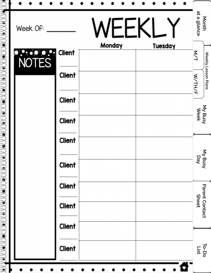 Editable Tutoring Planner Black & White theme — Molly Wheatley