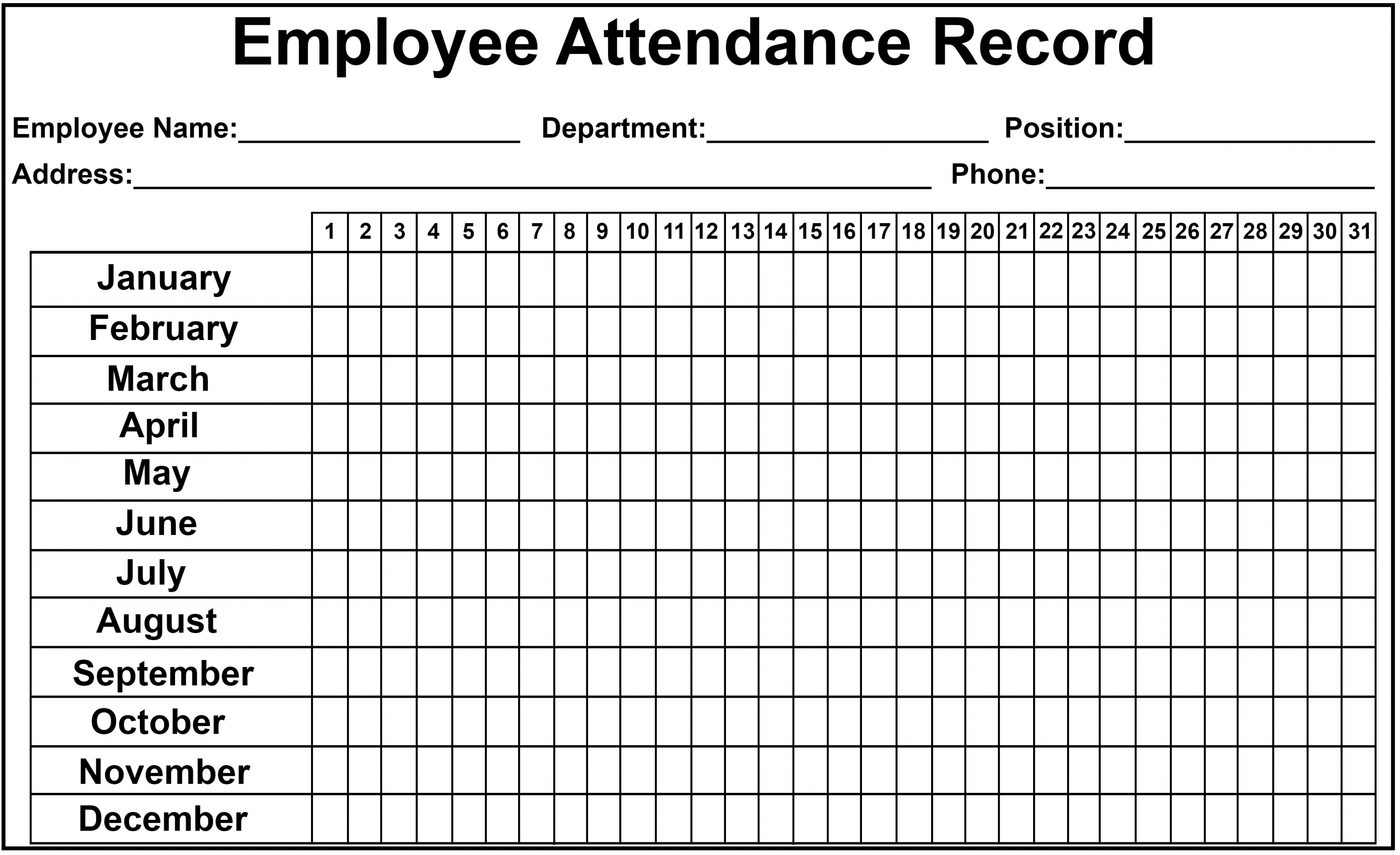 Employee Attendance Tracker Sheet   Printable Calendar DIY