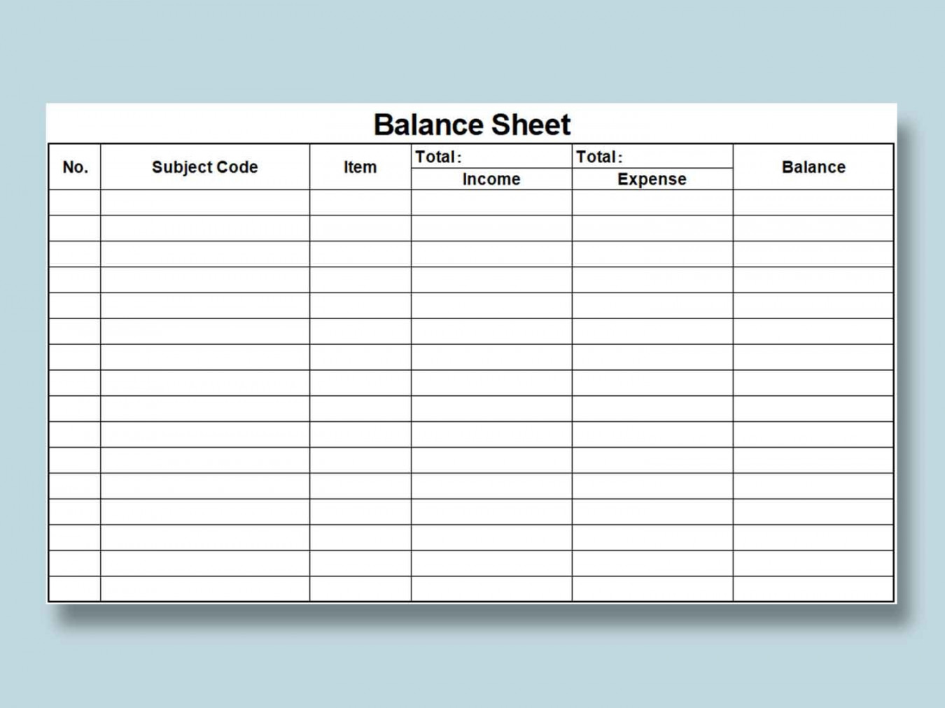 EXCEL of Simple Balance Sheet