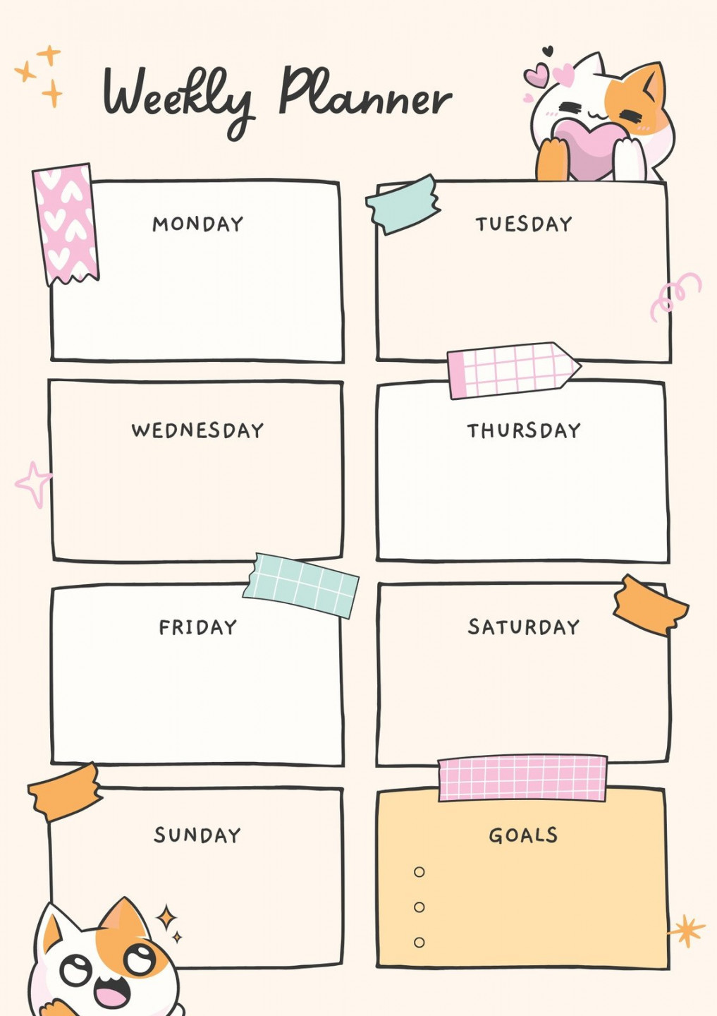 Free and customizable weekly planner templates  Canva