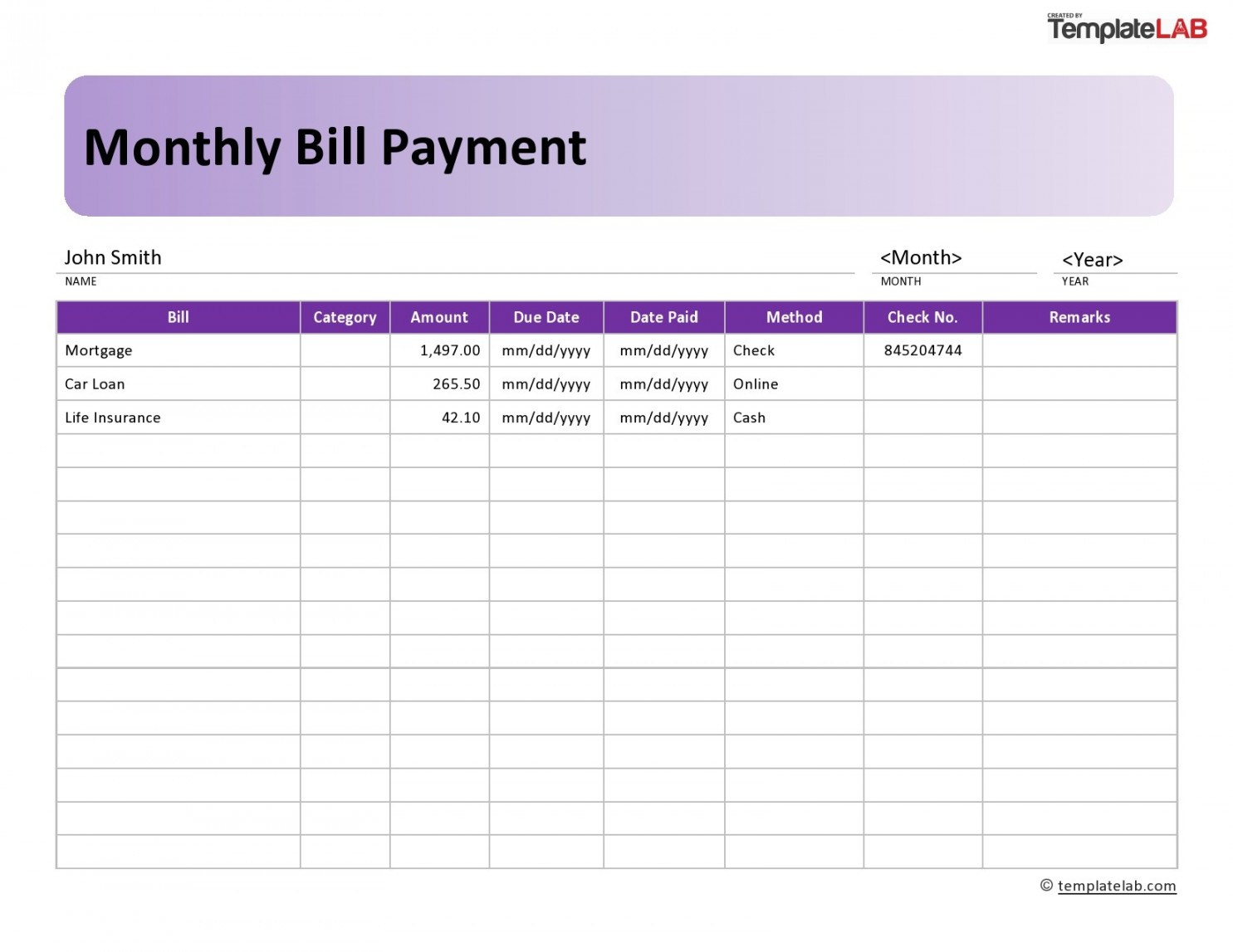 Free Bill Pay Checklists & Bill Calendars (PDF, Word & Excel)