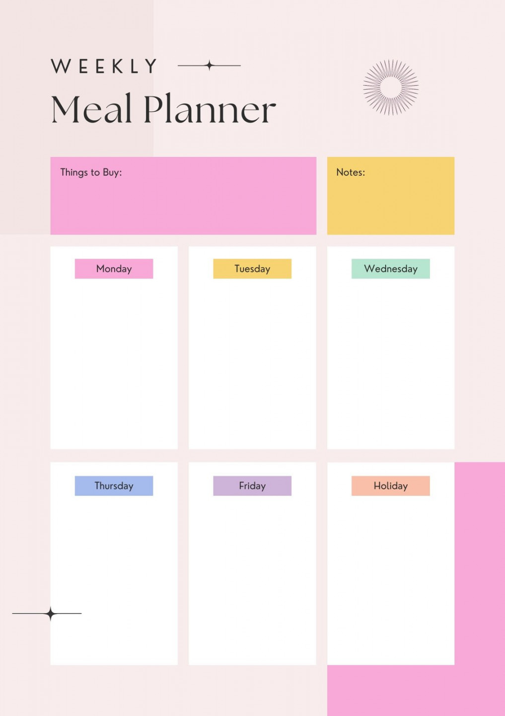 Free, customizable meal planner menu templates  Canva