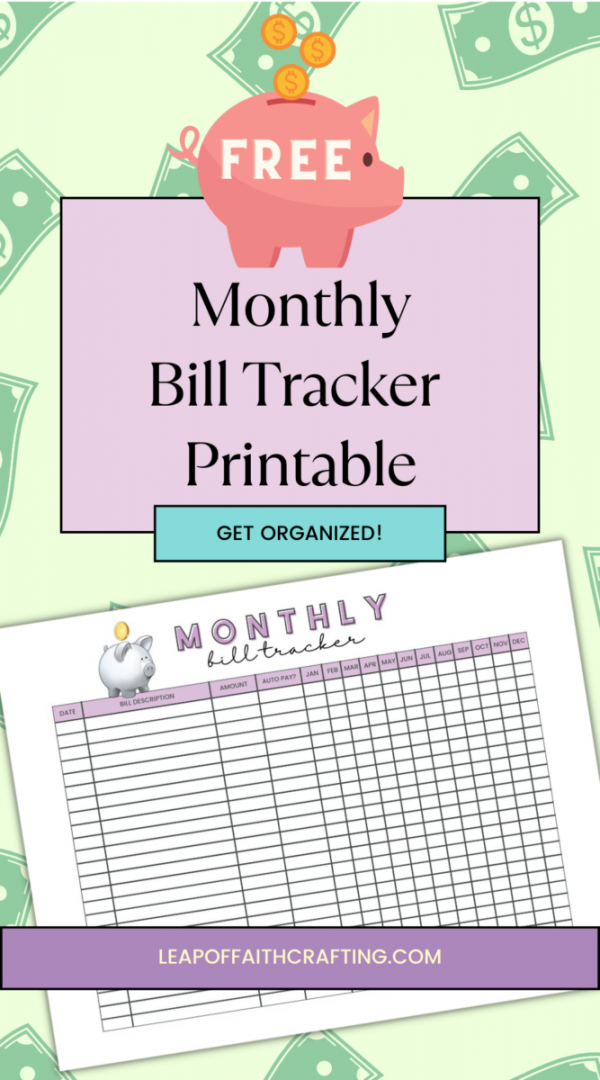 FREE Monthly Bill Chart Printable Template PDF - Leap of Faith