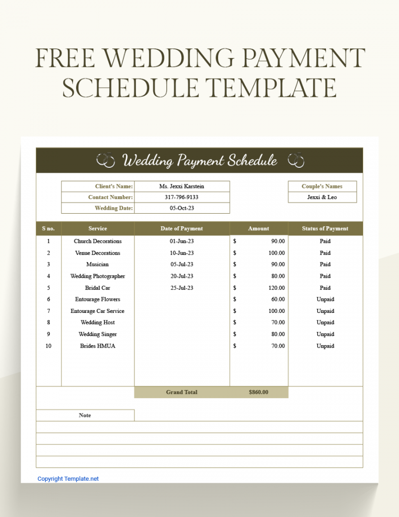 FREE Payment Schedule Numbers - Template Download  Template