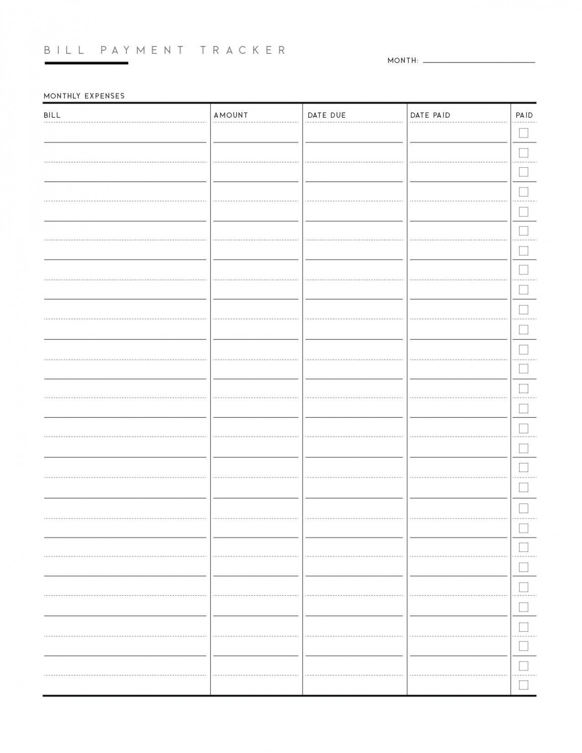 FREE Printable Bill Tracker PDF - World of Printables  Bill