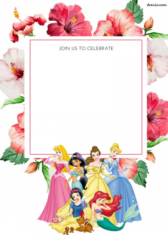 FREE Printable Disney Princess Floral Invitation Template