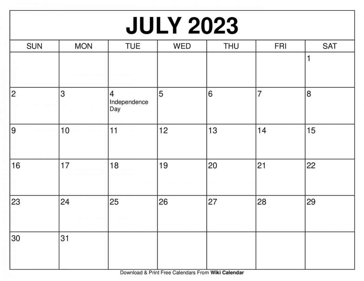 Free Printable July  Calendar Templates With Holidays - Wiki Calendar
