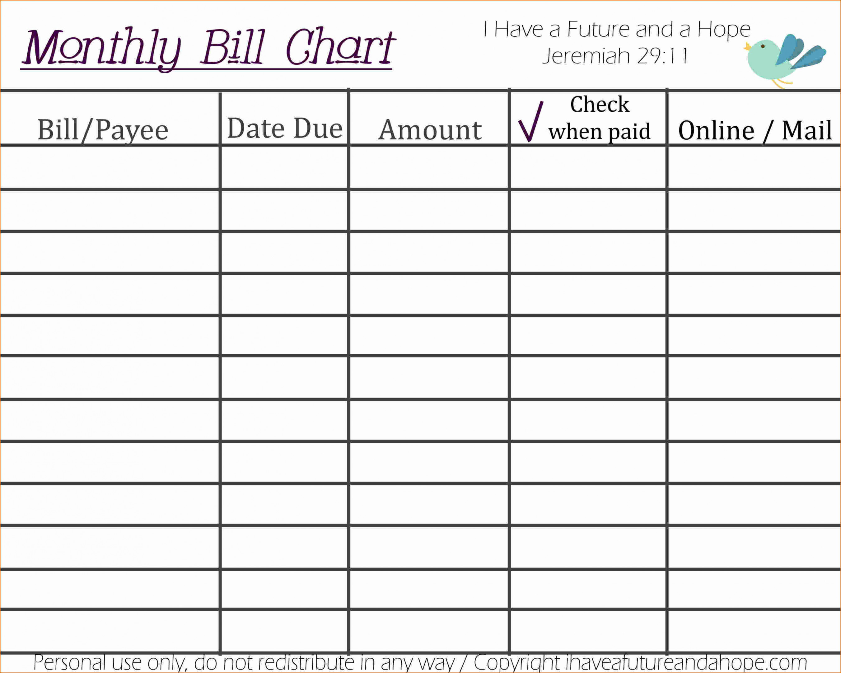 Free Printable Monthly Bill Template - Printable Templates Free