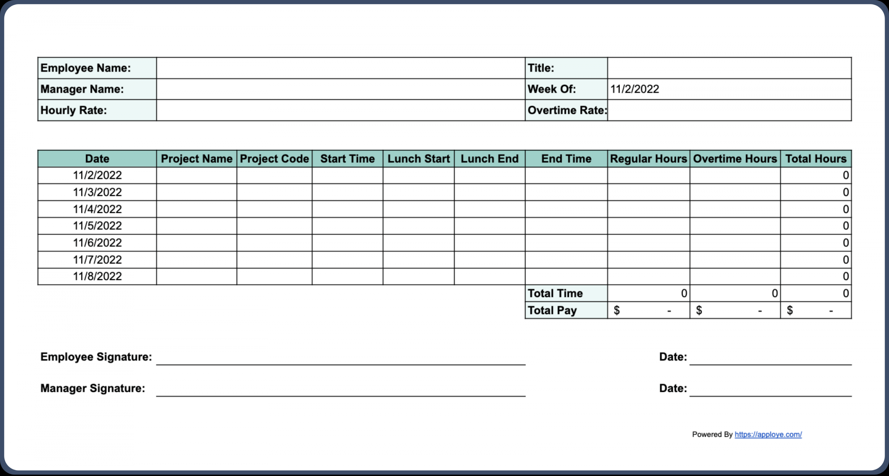 Free Printable Timesheet Templates (Excel, Word, PDF)
