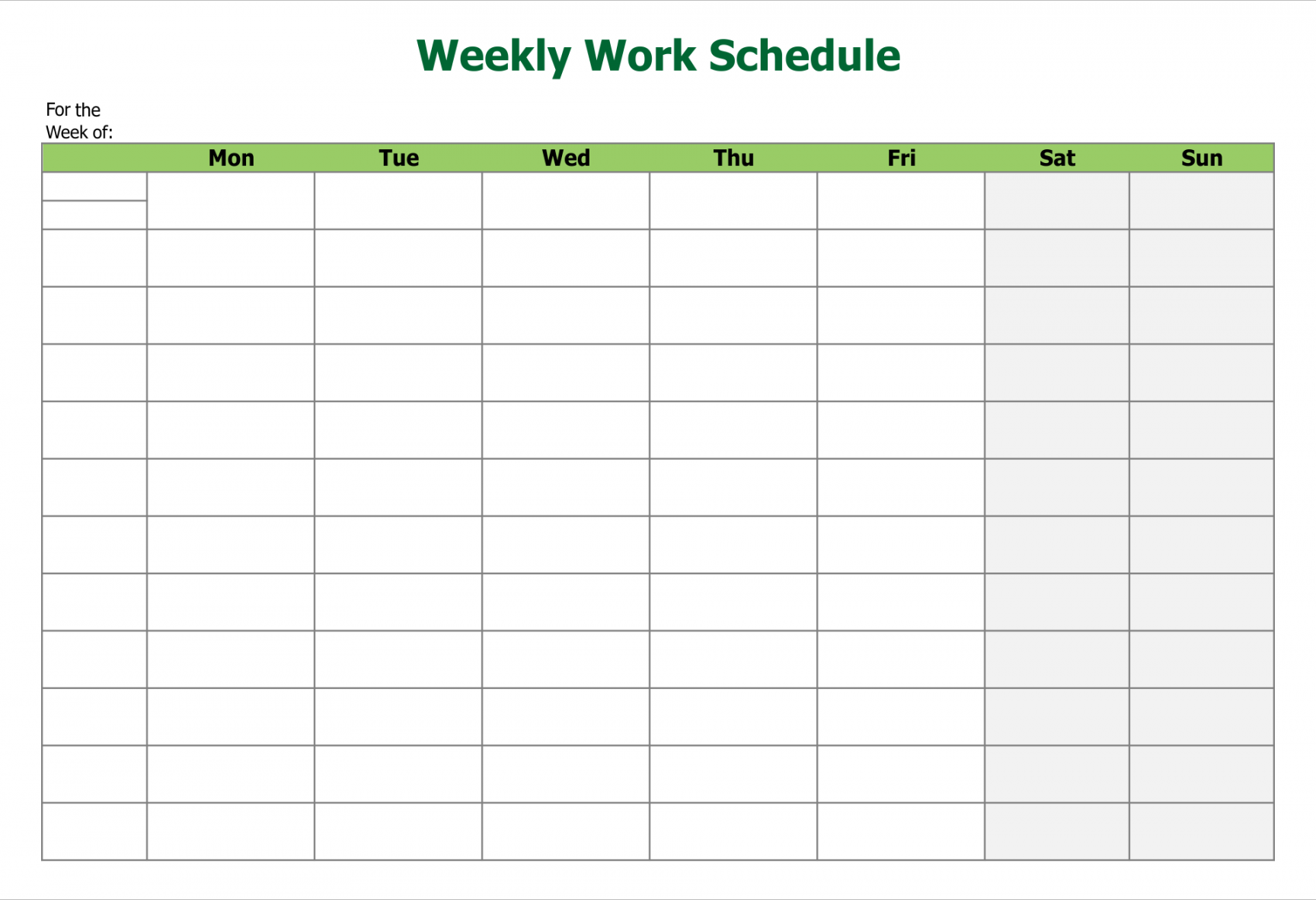 Free Printable Weekly Work Schedule Template - Printable Templates