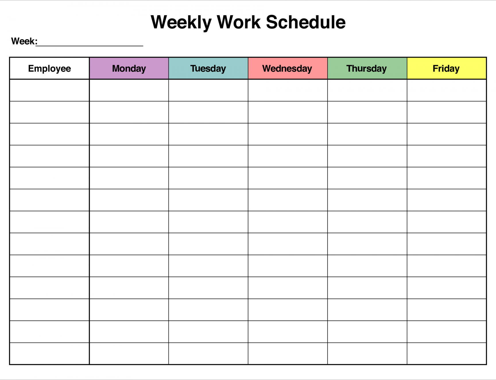 Free Printable Weekly Work Schedule Template - Printable Templates