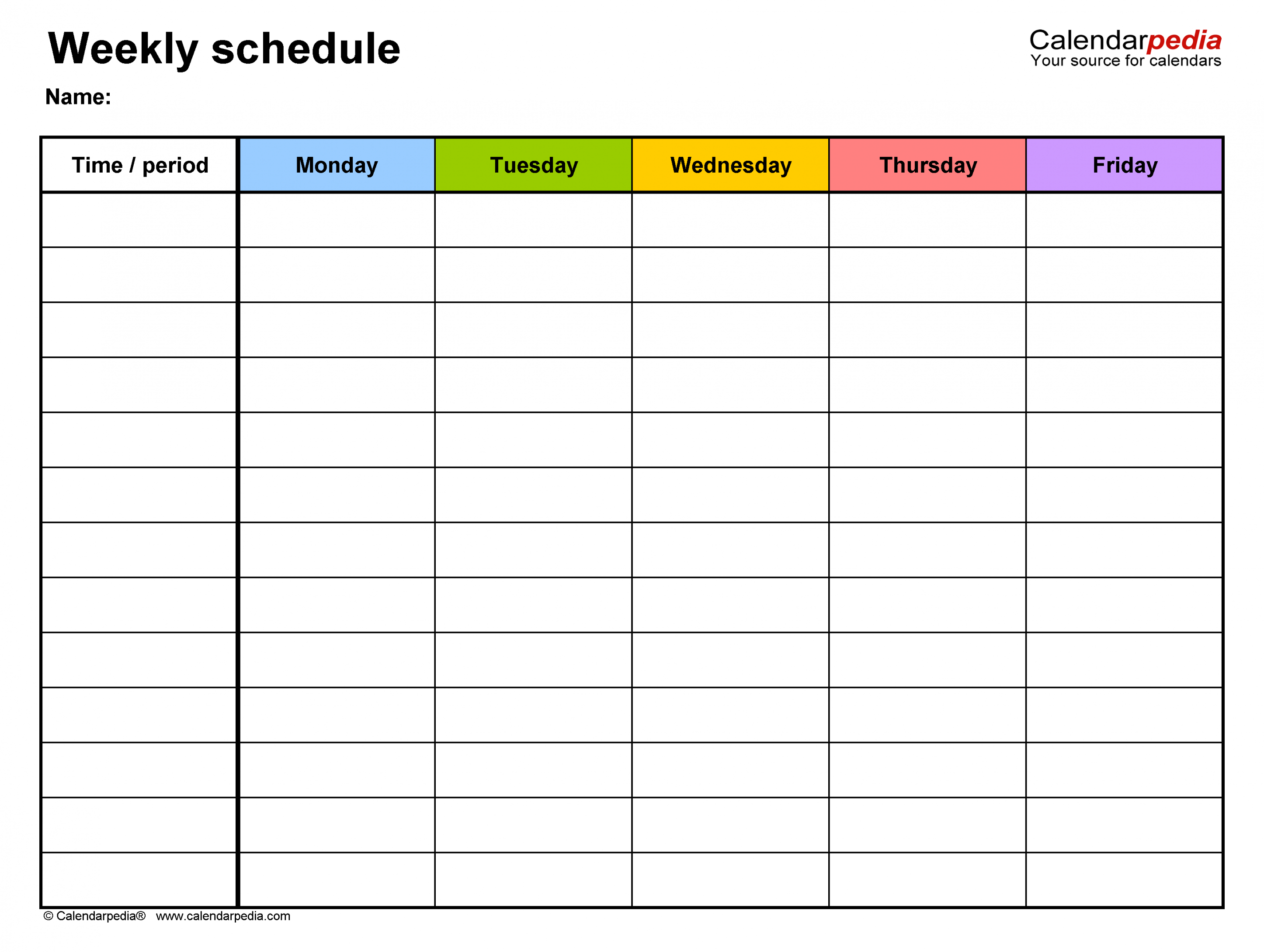 Free Weekly Schedules for PDF -  Templates