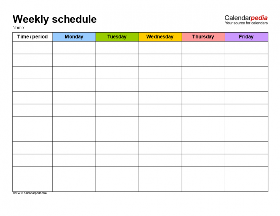 Free Weekly School Schedule Template  Templates at