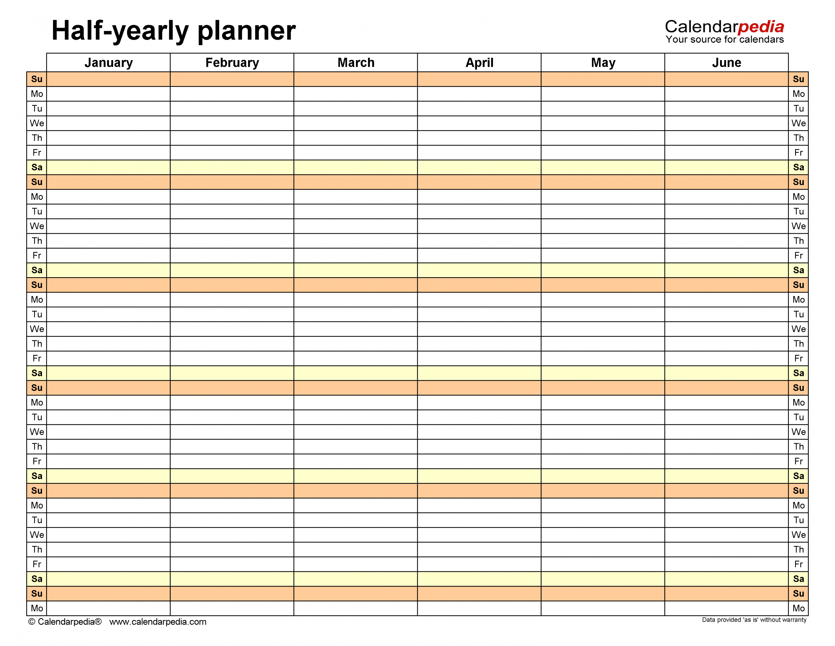 Free Yearly Planners in PDF Format -  Templates