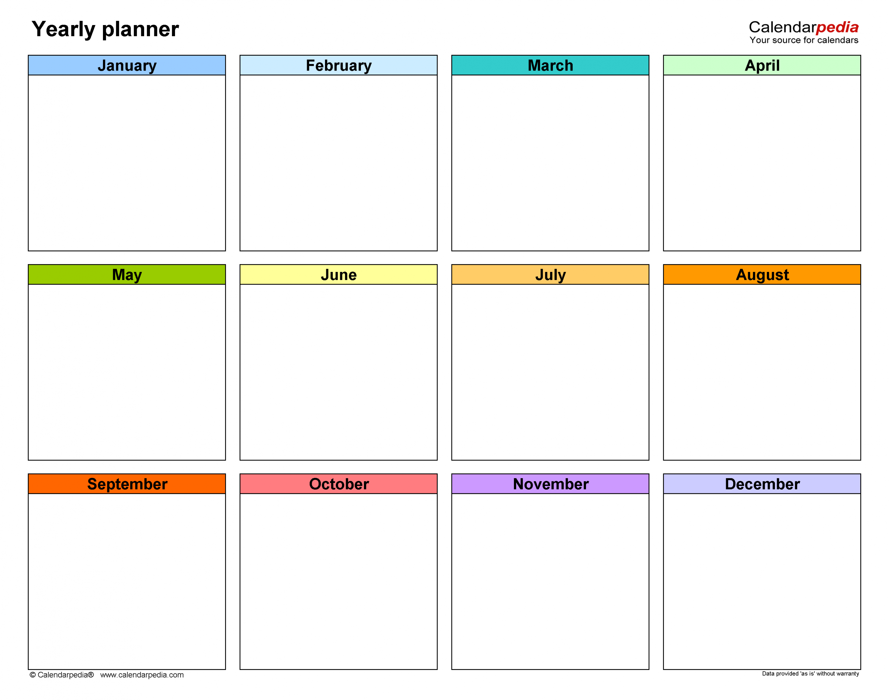 Free Yearly Planners in PDF Format -  Templates