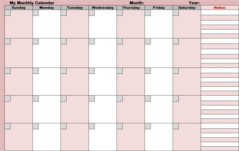 Full Size Blank Printable Calendar  Monthly calendar printable