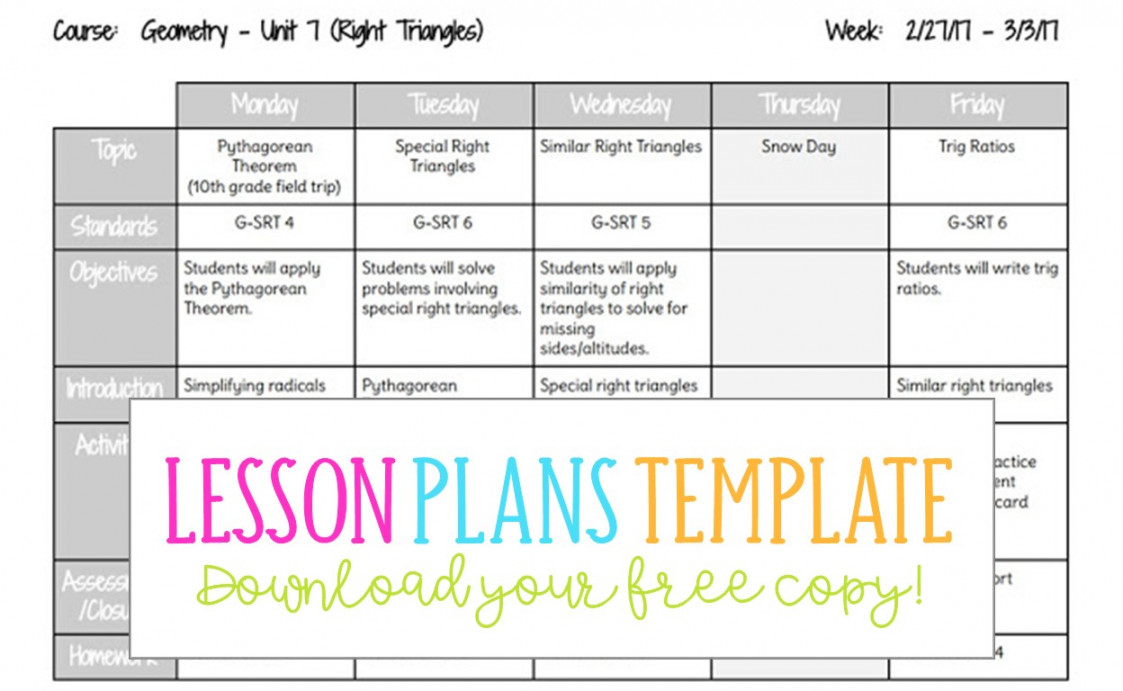 Google Docs Lesson Plans Template - Busy Miss Beebe