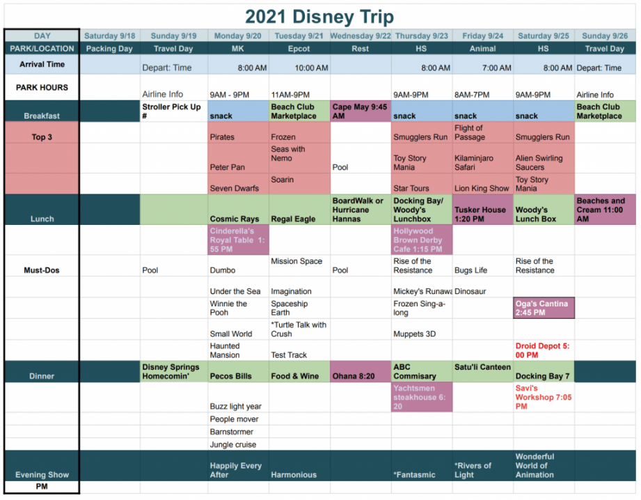 How to Create a Disney World Itinerary for  - B Honest Media