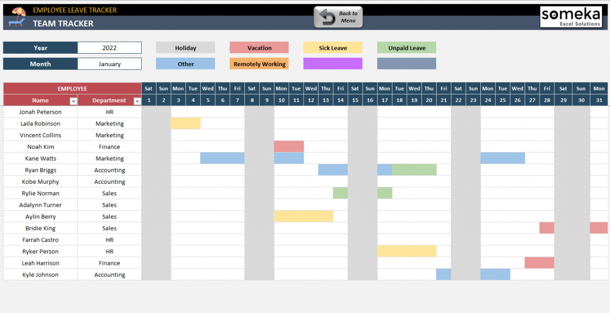 Leave Tracker Excel Template  Employee Leave Planner Tool