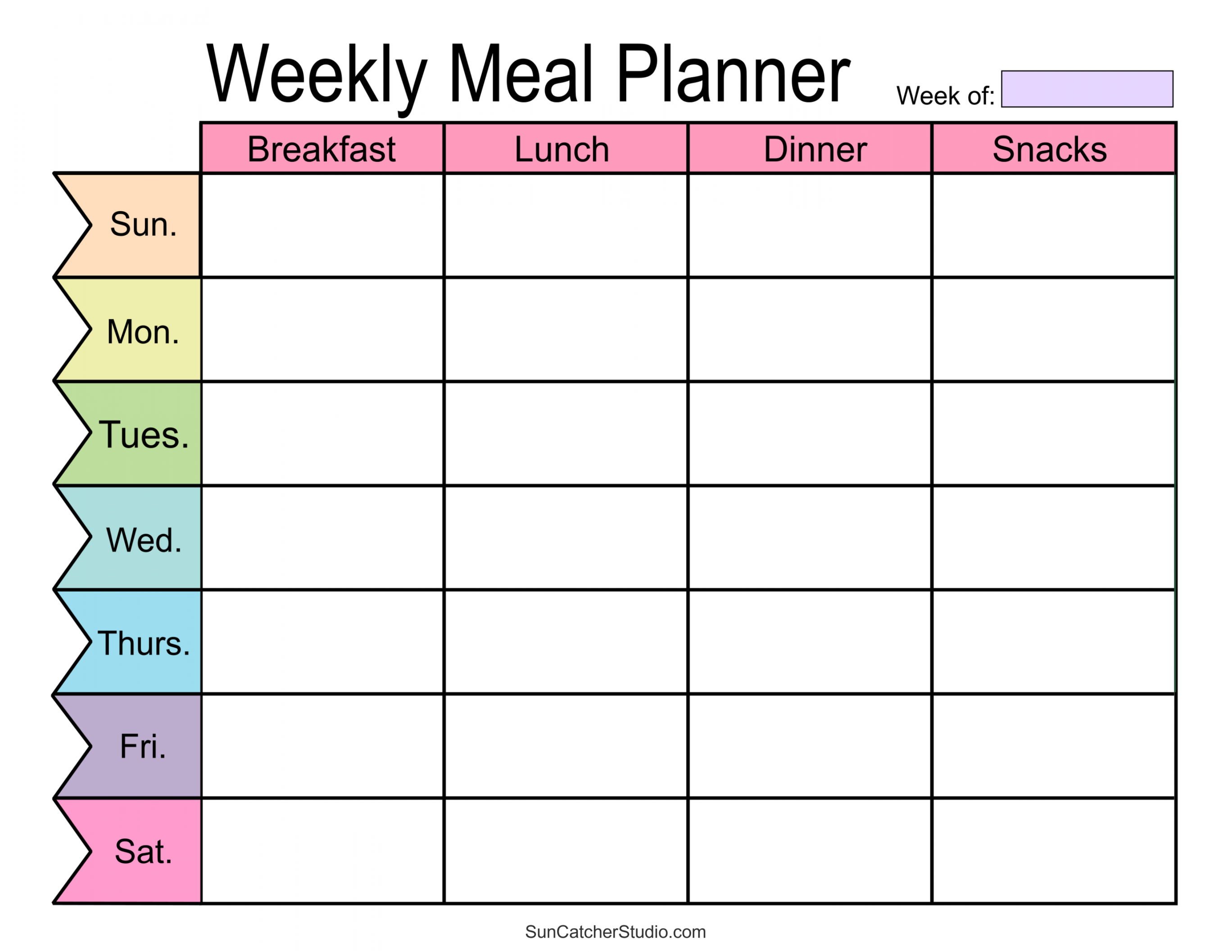 Meal Planners: Printable Weekly Menu Templates (PDF) – DIY