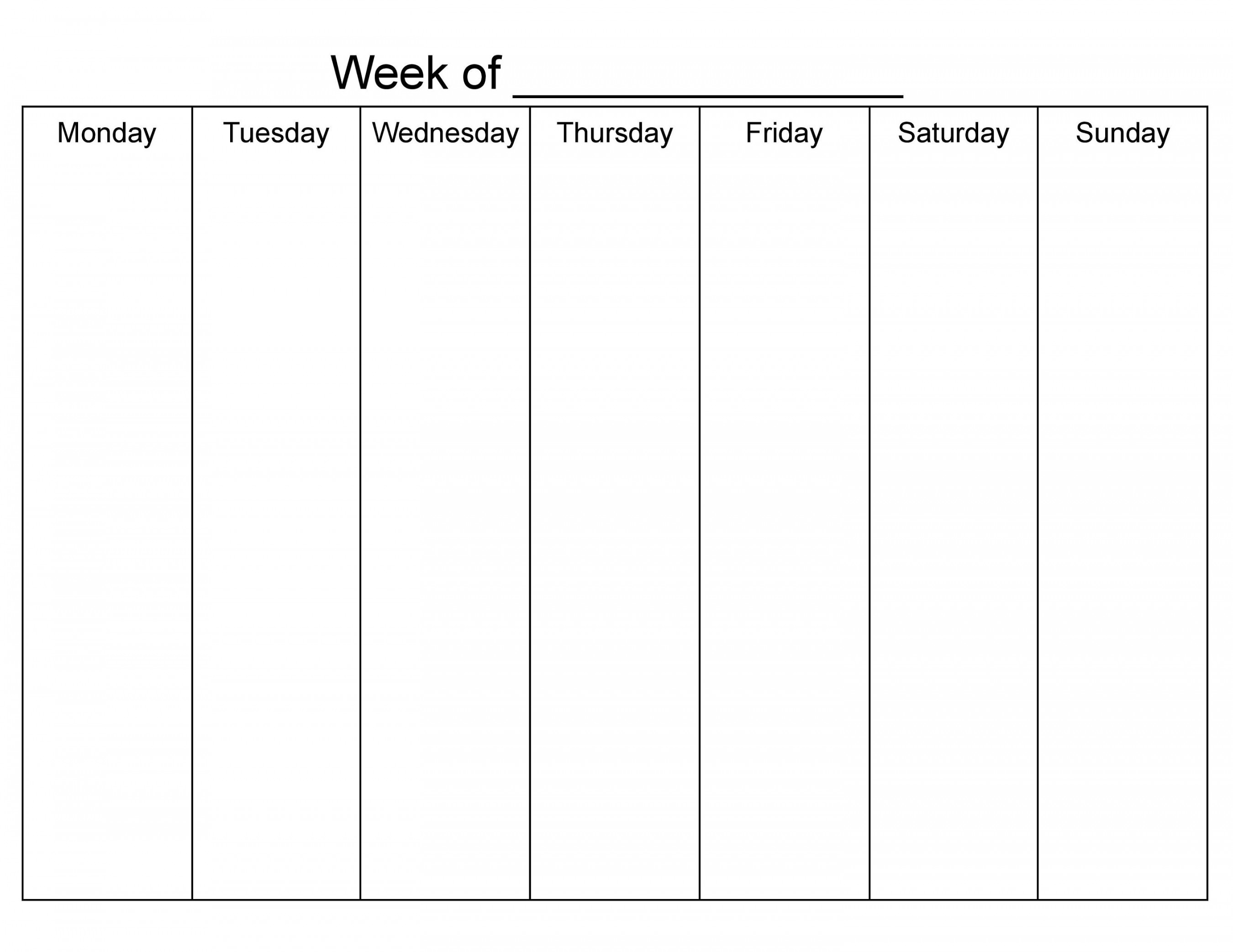 Monday Start  Day Blank Weekly Calendar Printable - Etsy