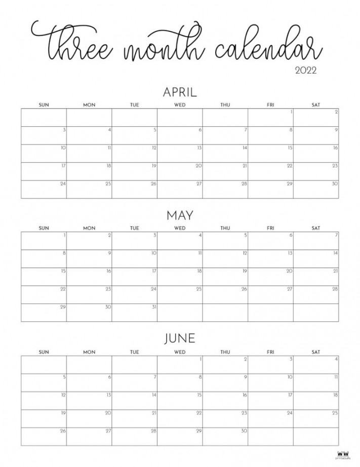 Month/Quarterly Calendars -  FREE Printables  Printabulls