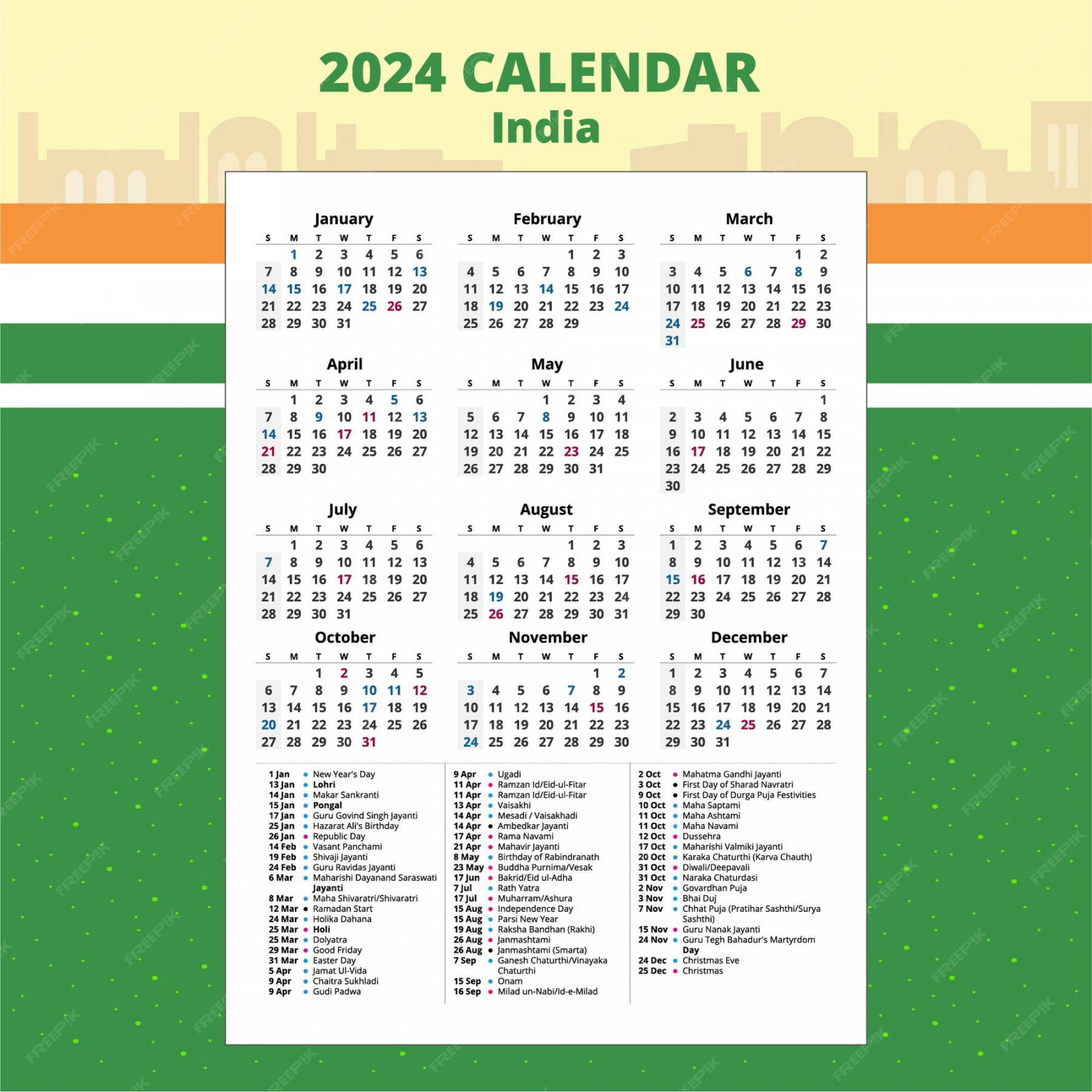 Premium Vector  Set of india calendar  template vector with