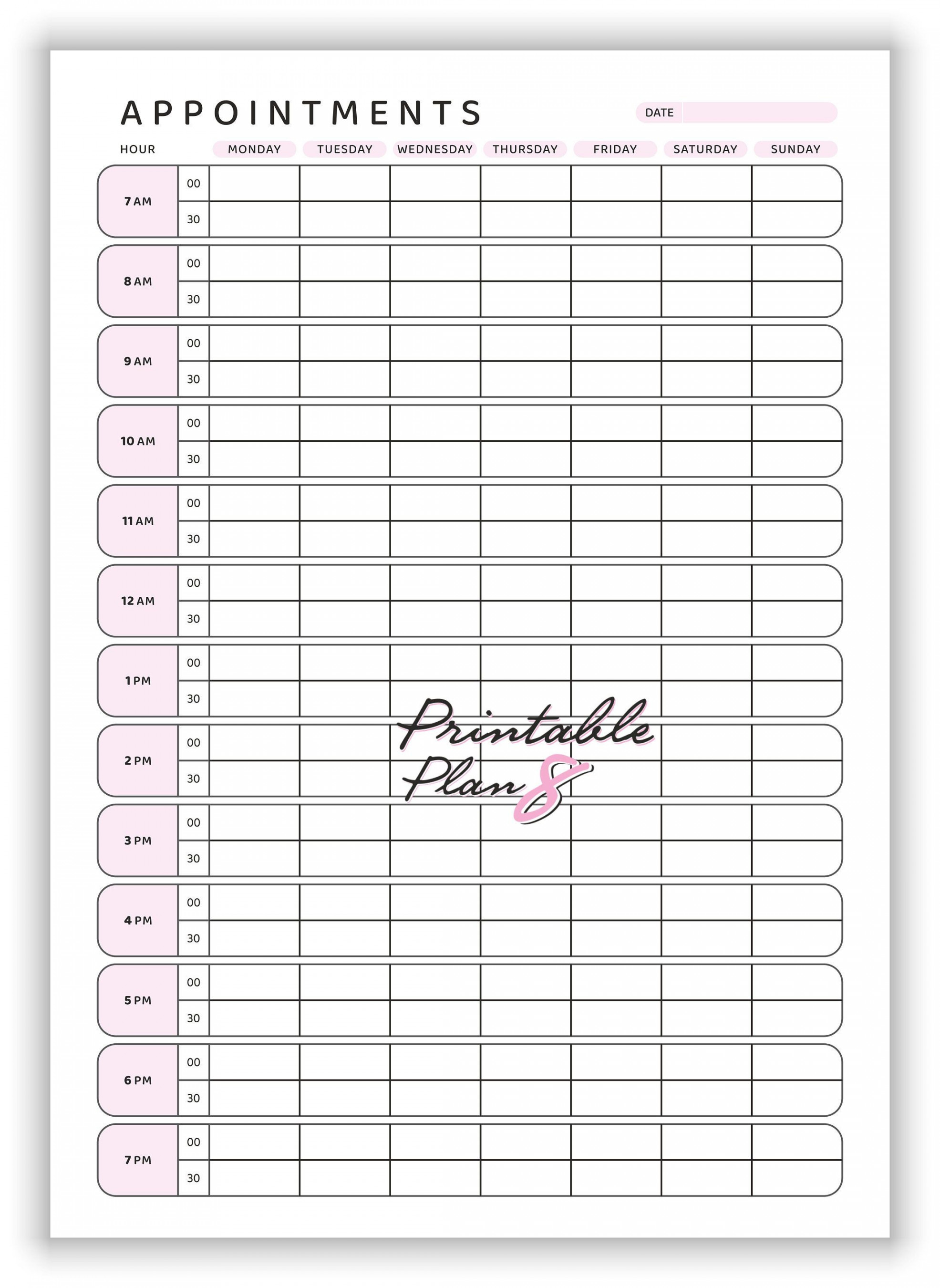 Printable Appointment Book Template Weekly Appointments - Etsy