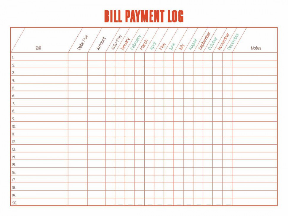 Printable Bill Payment Log  Free printables, Printable chart