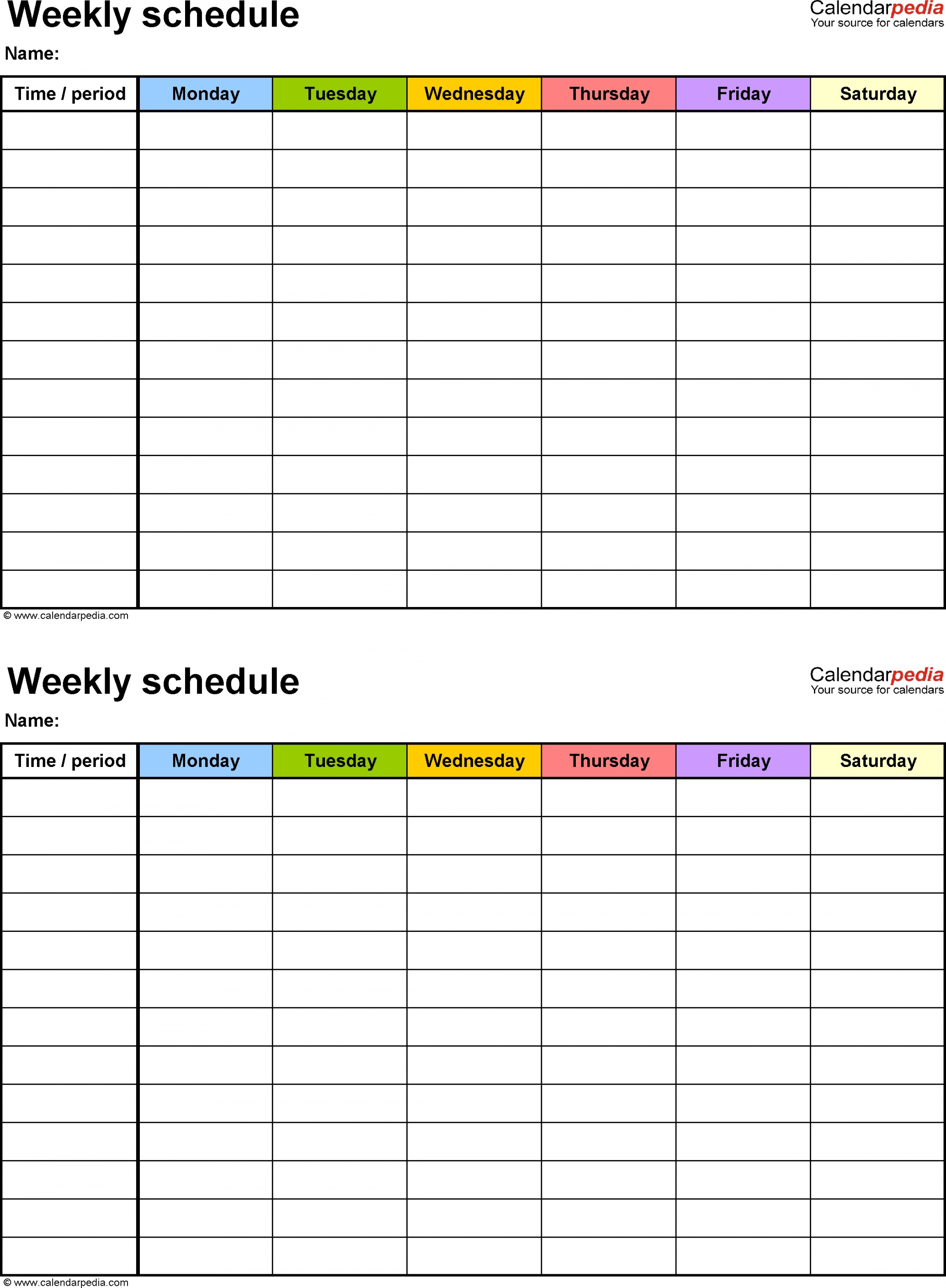 Printable Blank Weekly Schedule Template - Printable Templates Free